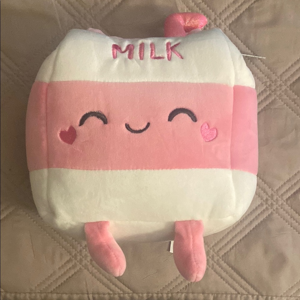 Cute Pink and White Milk Plush Toy